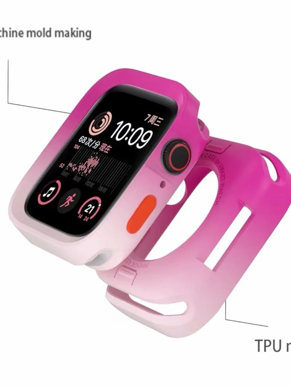 Bright Pink Protective Apple Watch Case with Orange Accent